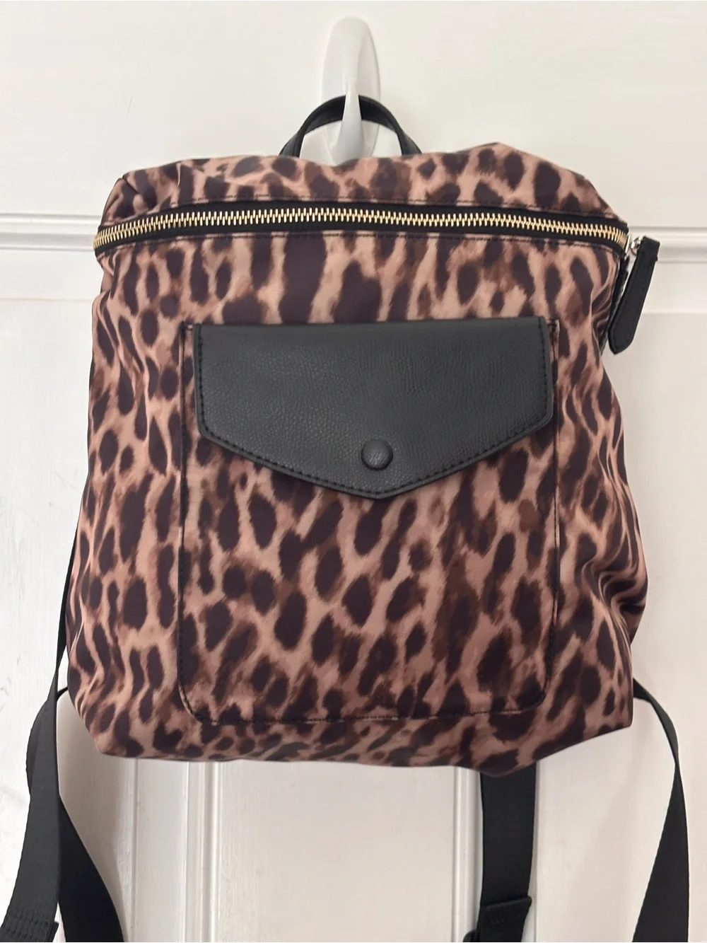 Banana Republic Leopard Print Backpack Animal Print Travel Bag Casual Chic Y2K